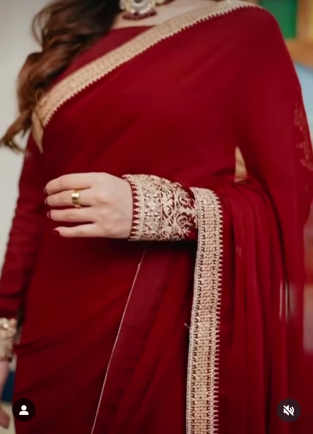 Maroon Chiffon Saree – Raqeeb | Party & Wedding Saree with Embroidery