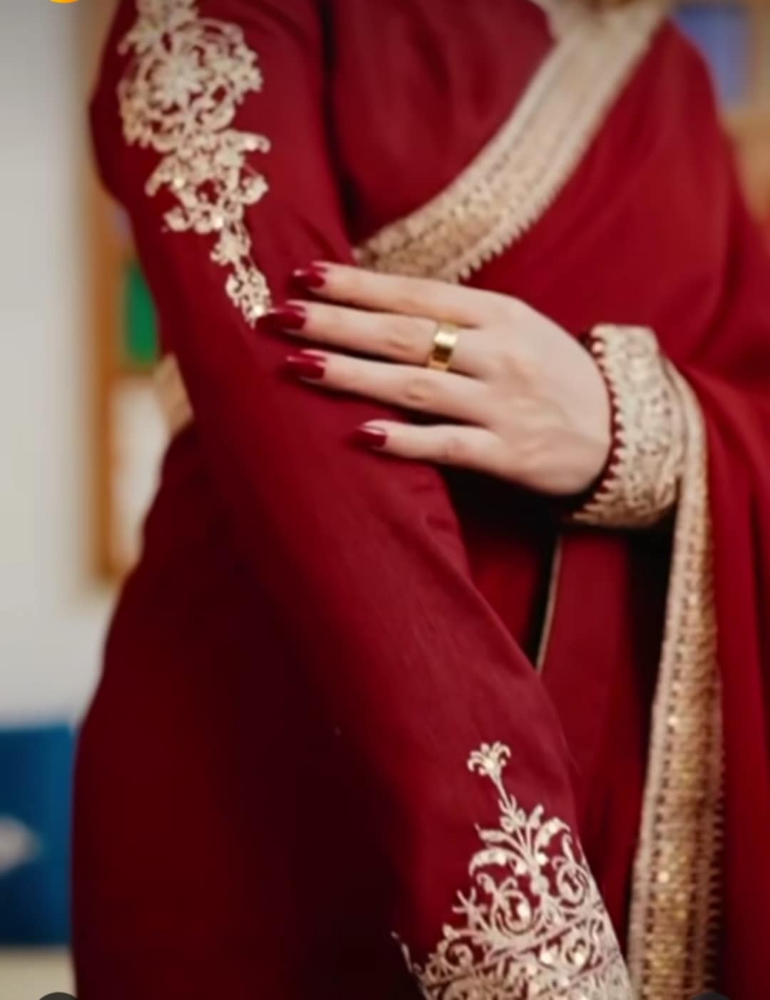 Maroon Chiffon Saree – Raqeeb | Party & Wedding Saree with Embroidery