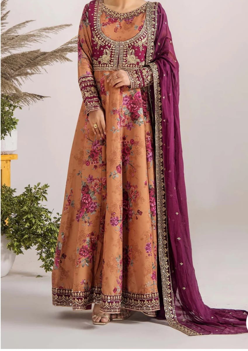 Adans Libas 3 piece stitched Maxi Dress