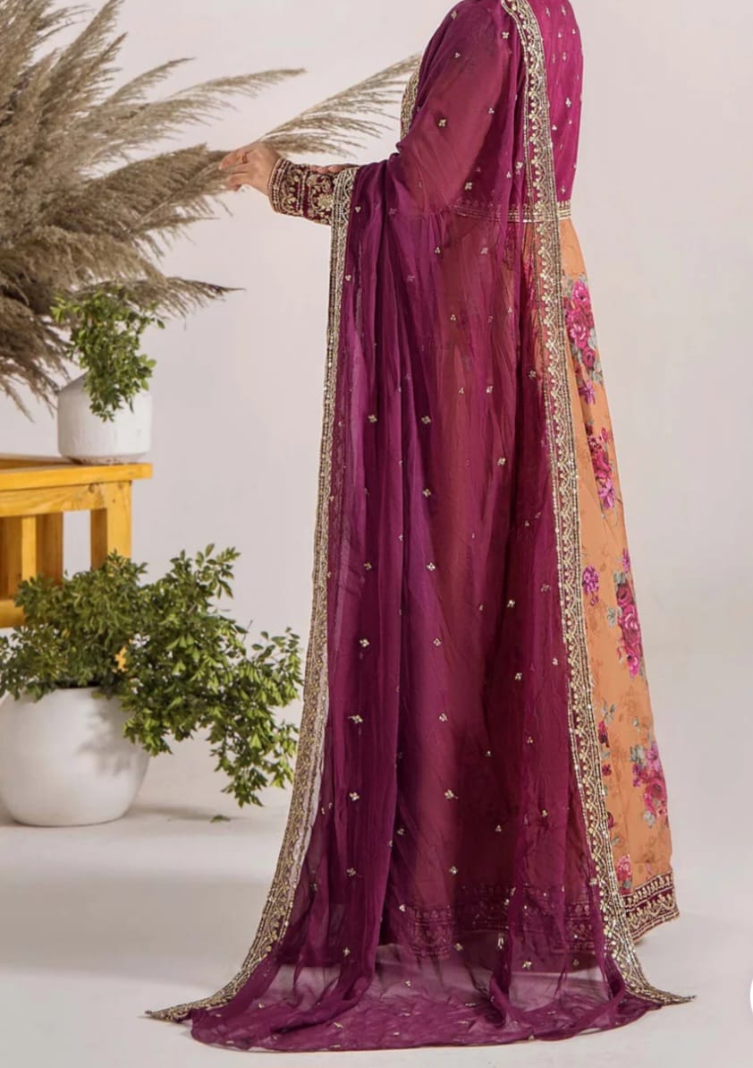 Adans Libas 3 piece stitched Maxi Dress