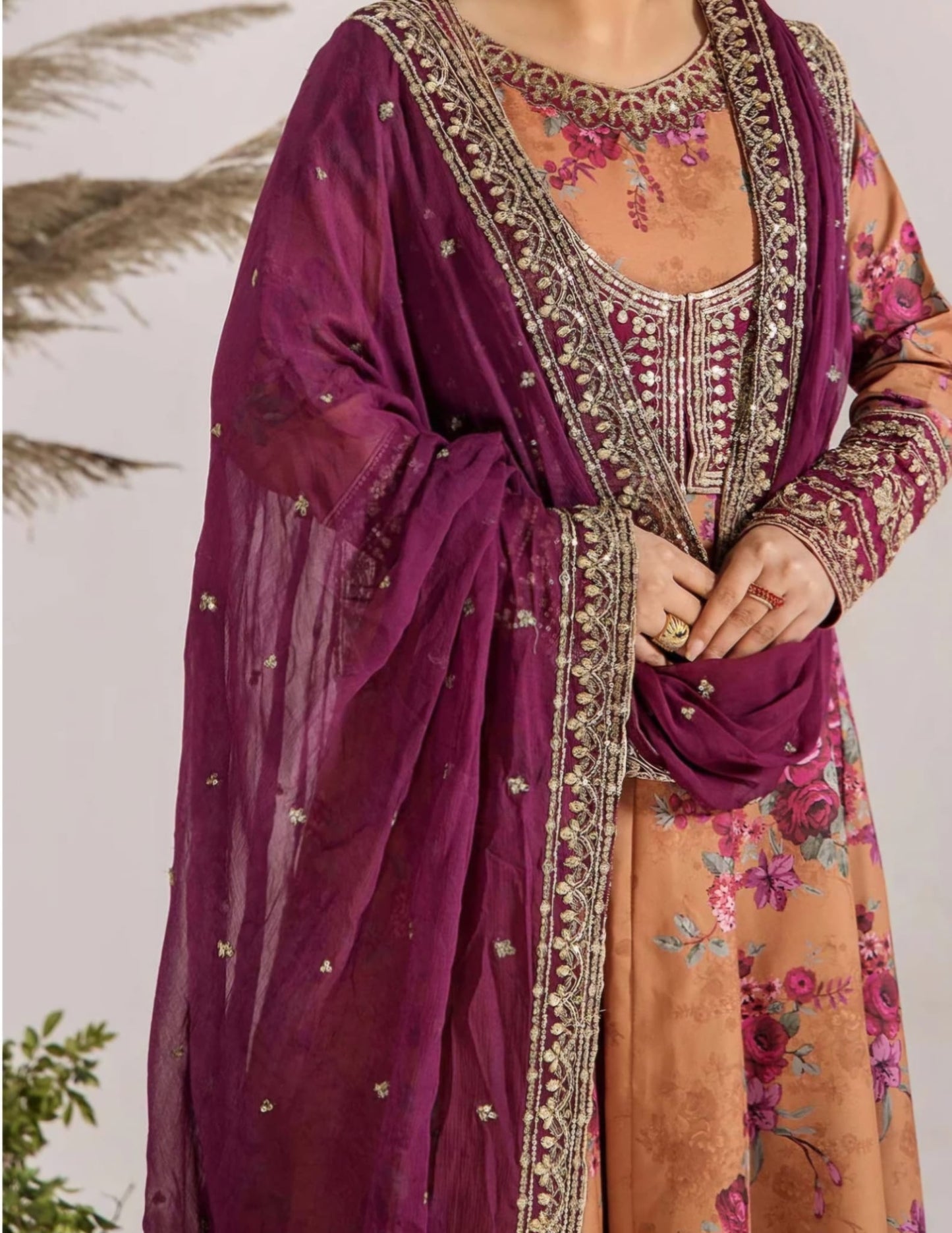 Adans Libas 3 piece stitched Maxi Dress