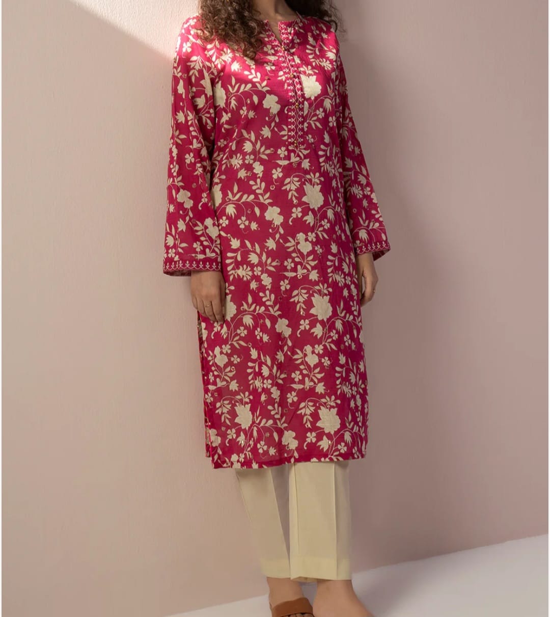 Zellbury Embroided Pink lawn Kurta