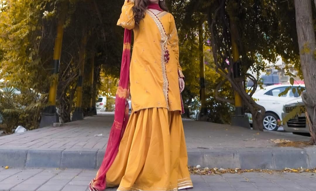 Omal by Komal 3 piece Embrioded Gharara Set