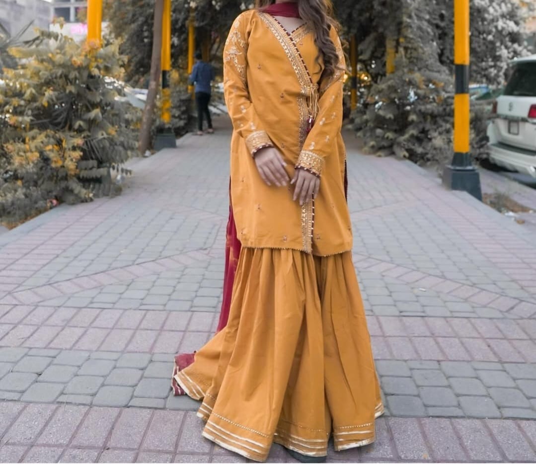Omal by Komal 3 piece Embrioded Gharara Set