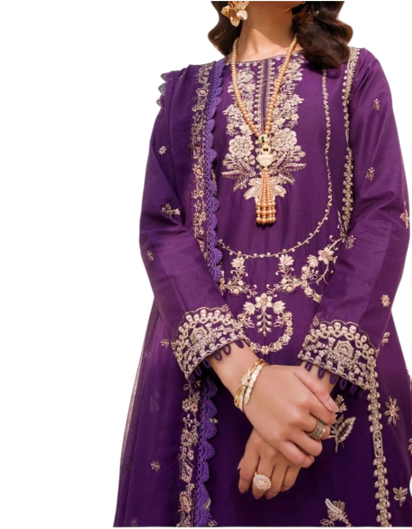 Motifz 3 piece Cambric Embrioded Dress