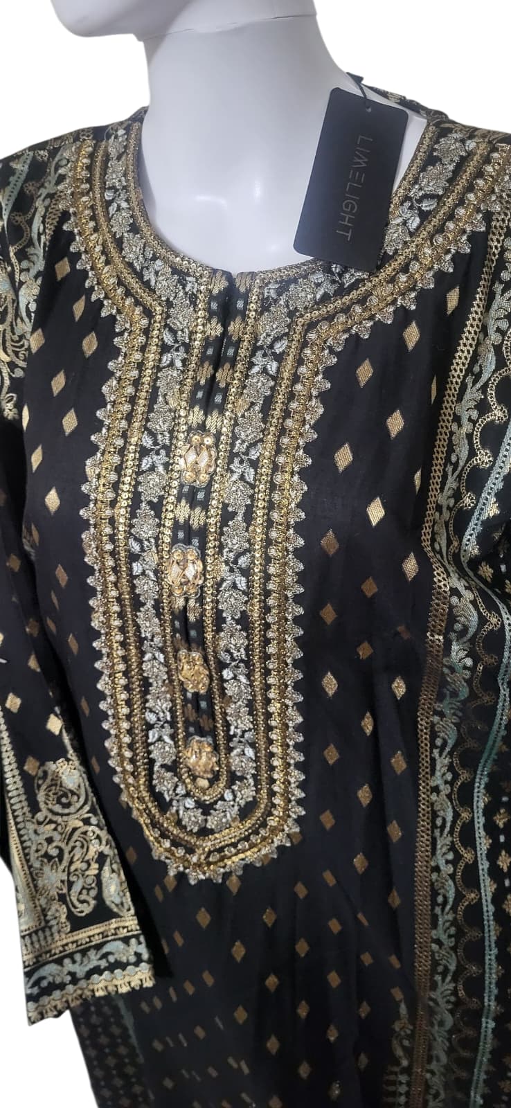 Limelight Black Winter Jacquard Embrioded Shirt