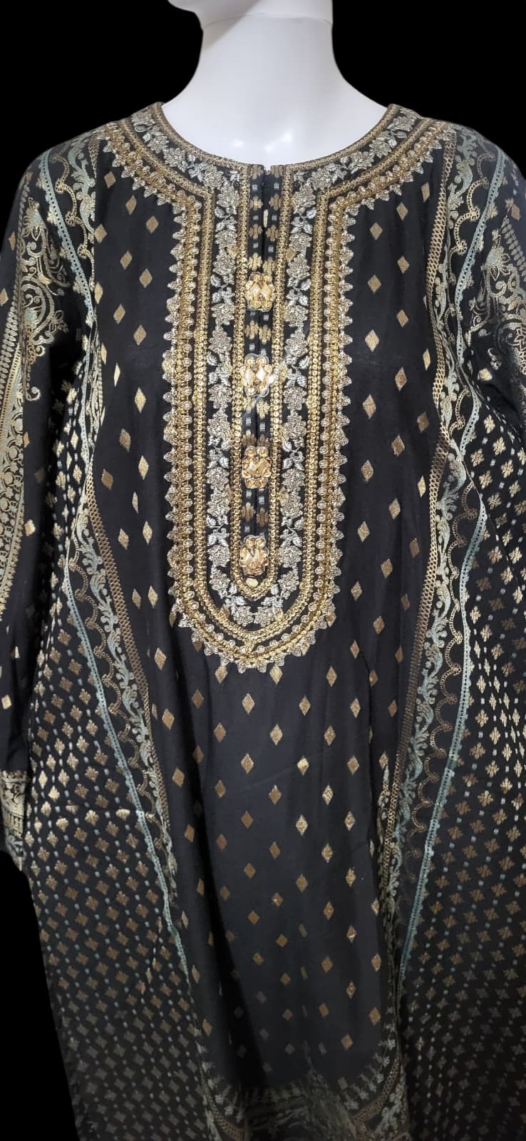 Limelight Black Winter Jacquard Embrioded Shirt