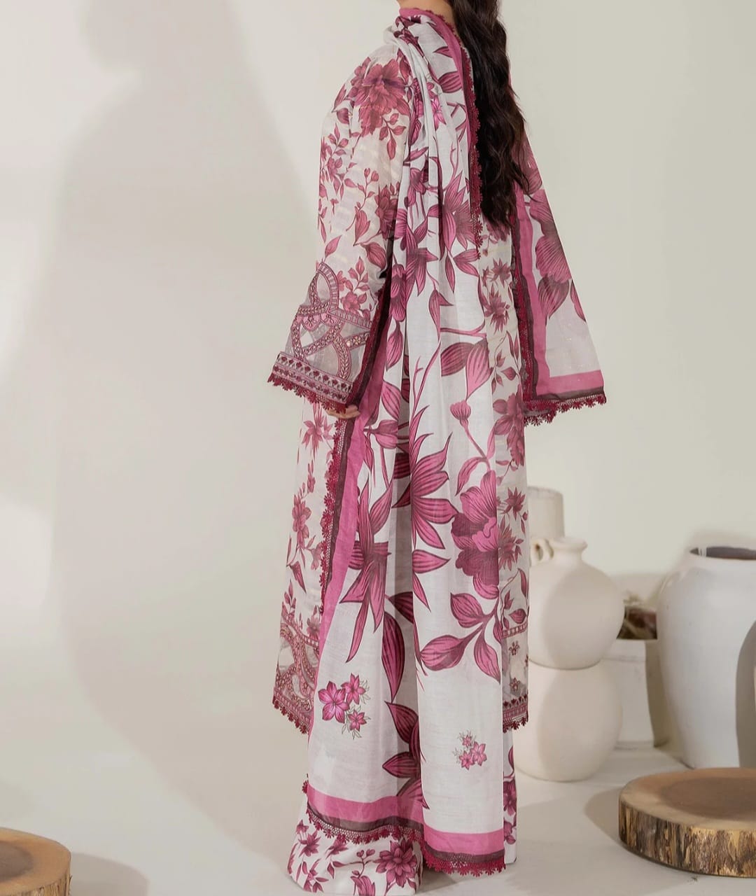 Adans Libas 3 piece Cuvic Jacquard Stitched Dress