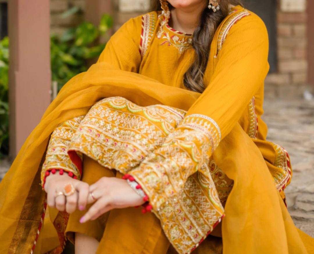 Semi Formal Embroidered Cotton Susi 3 Piece Dress | Omal by Komal