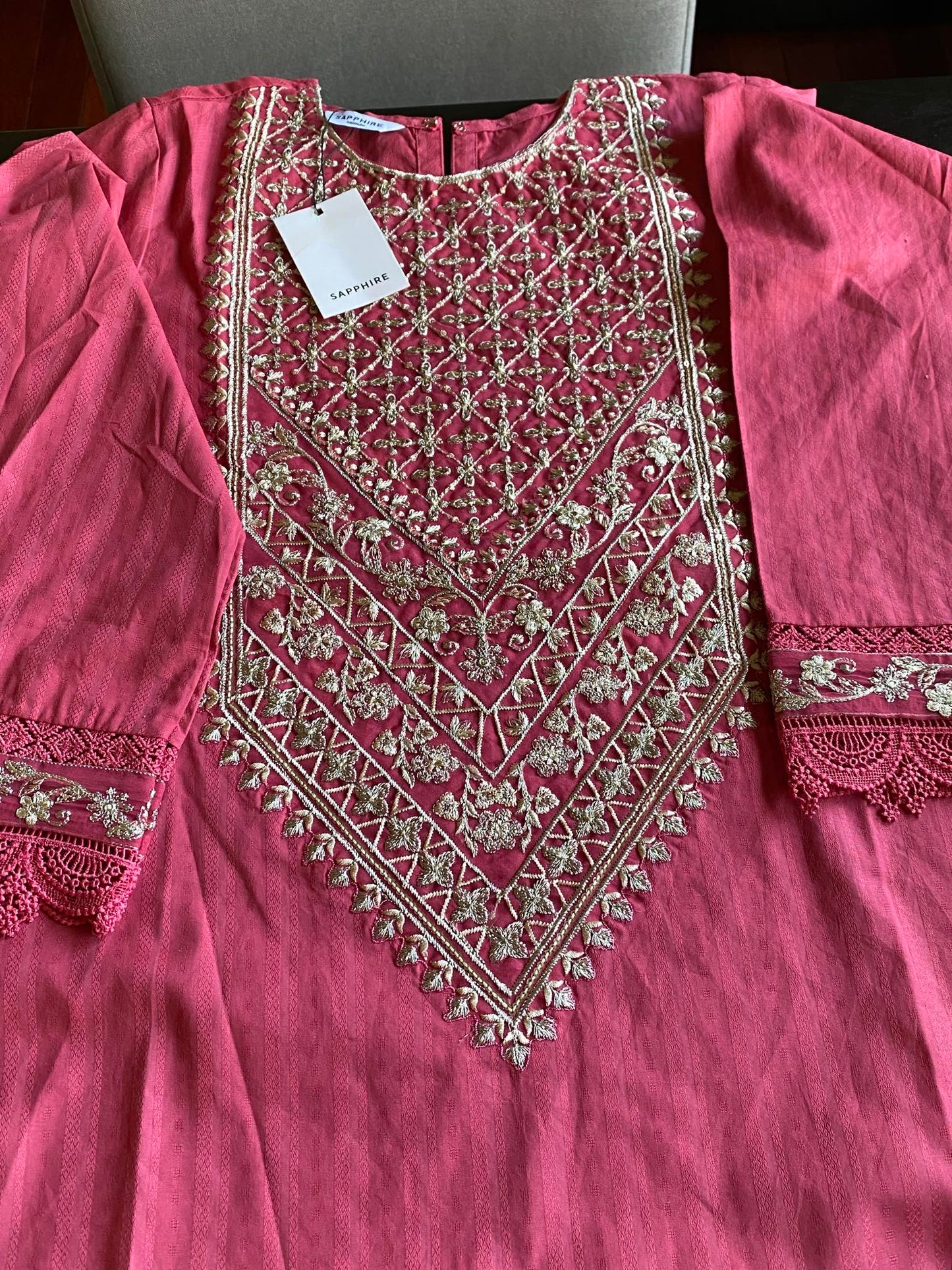 Sapphire Embrioded 2 piece dobby dress