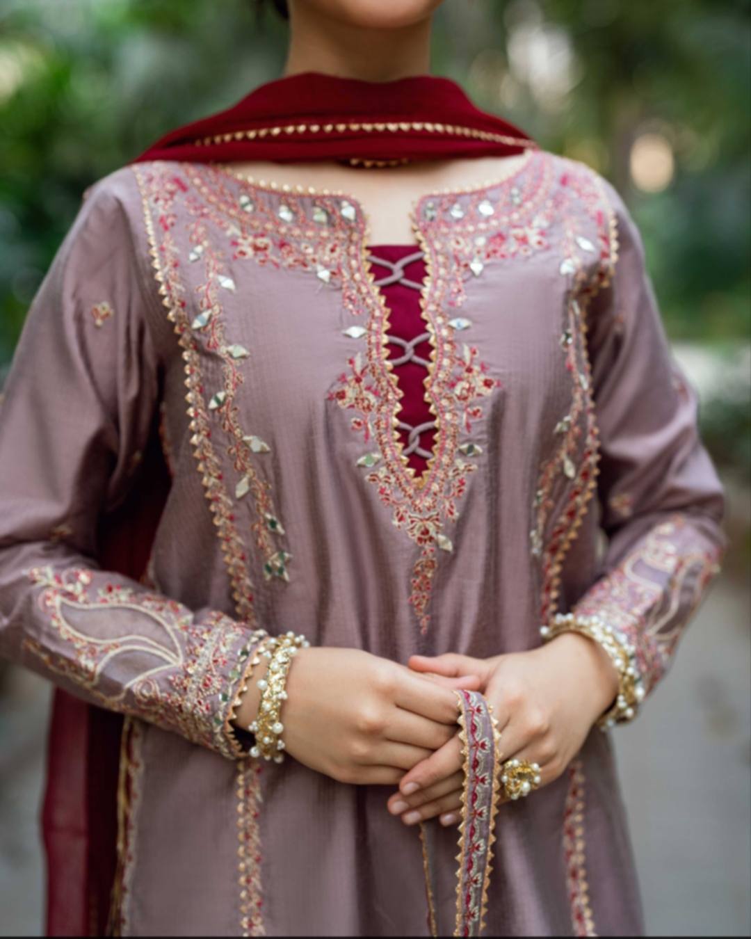 omal by komal Embriodered 3 piece semi formal dress