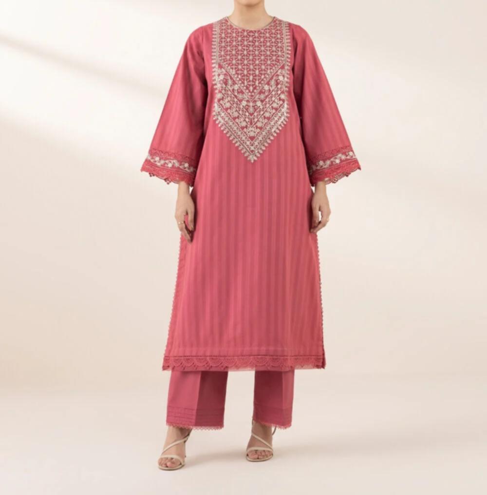 Sapphire Embrioded 2 piece dobby dress