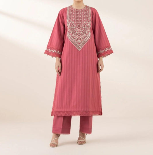 Sapphire Embrioded 2 piece dobby dress