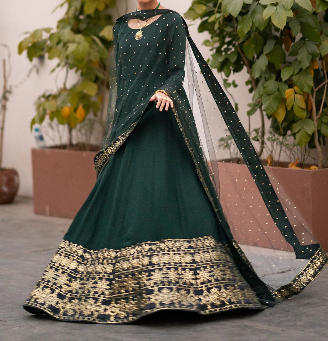 Semi Formal Tamkenat | Embroidered Silk Pishwas & Dupatta