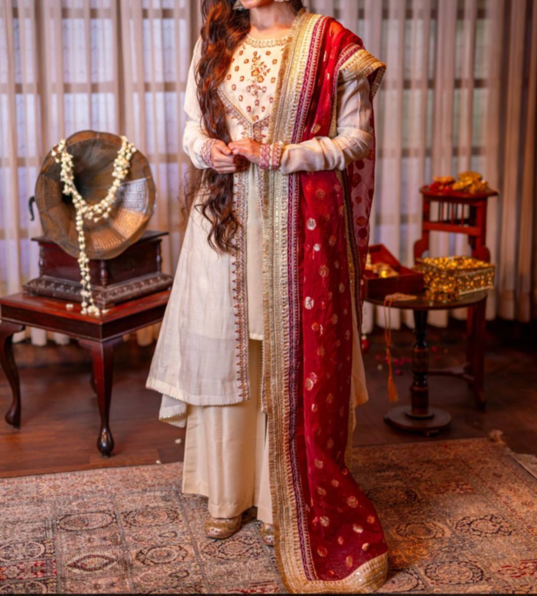 Zeba – Raw Silk & Maysuri 4-Piece Festive Outfit | Omal by Komal