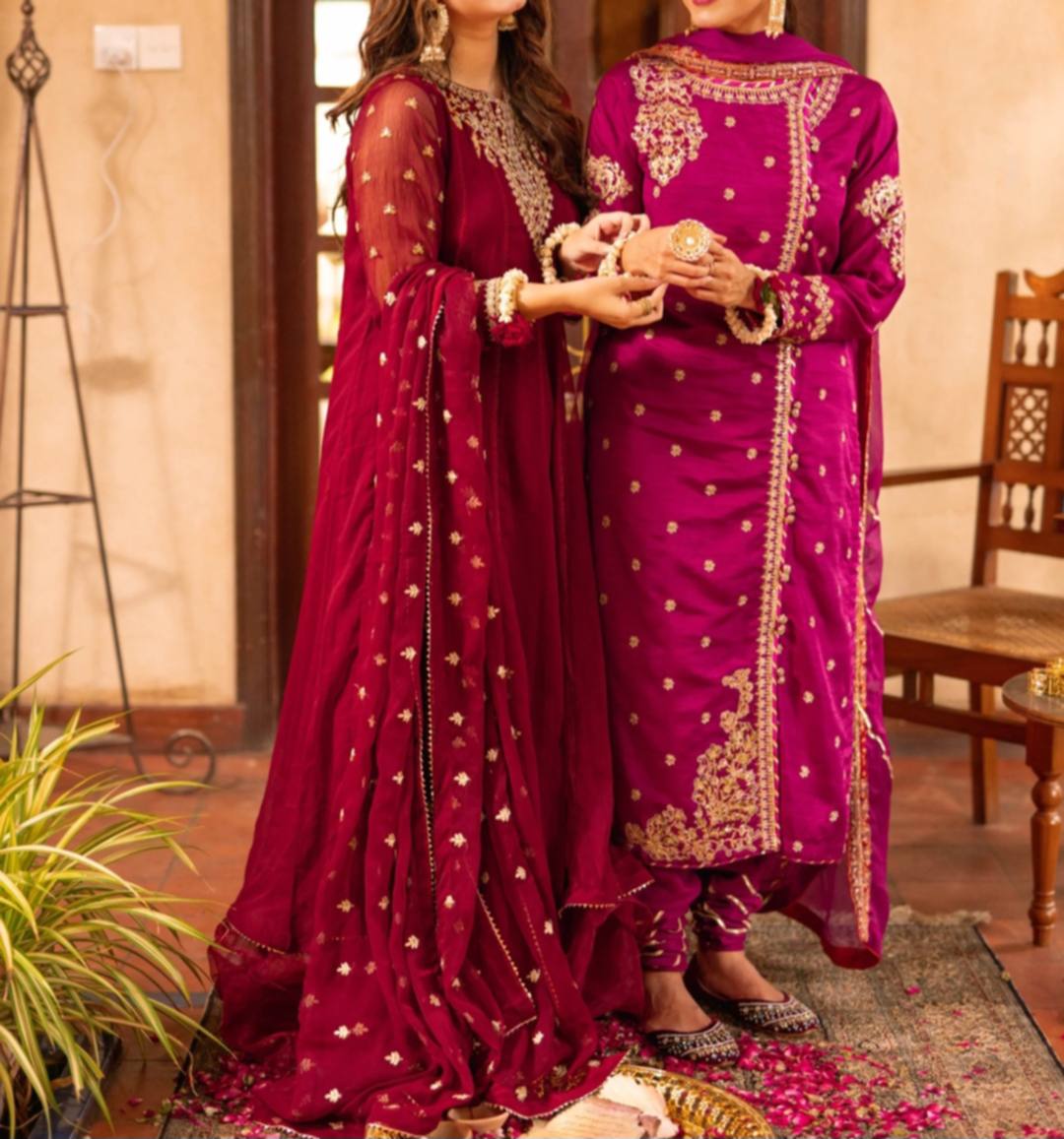 Semi Formal  Embroidered Khaddi Net 3 Piece Dress | Omal by Komal