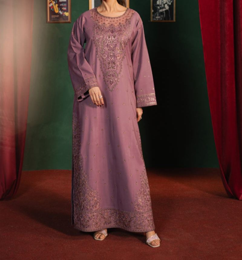 AsimJofa Embroidered Mauve Long Dress – Premium Formal Wear