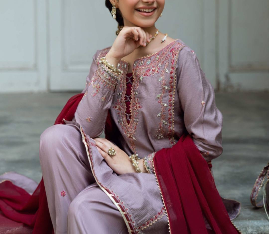 omal by komal Embriodered 3 piece semi formal dress