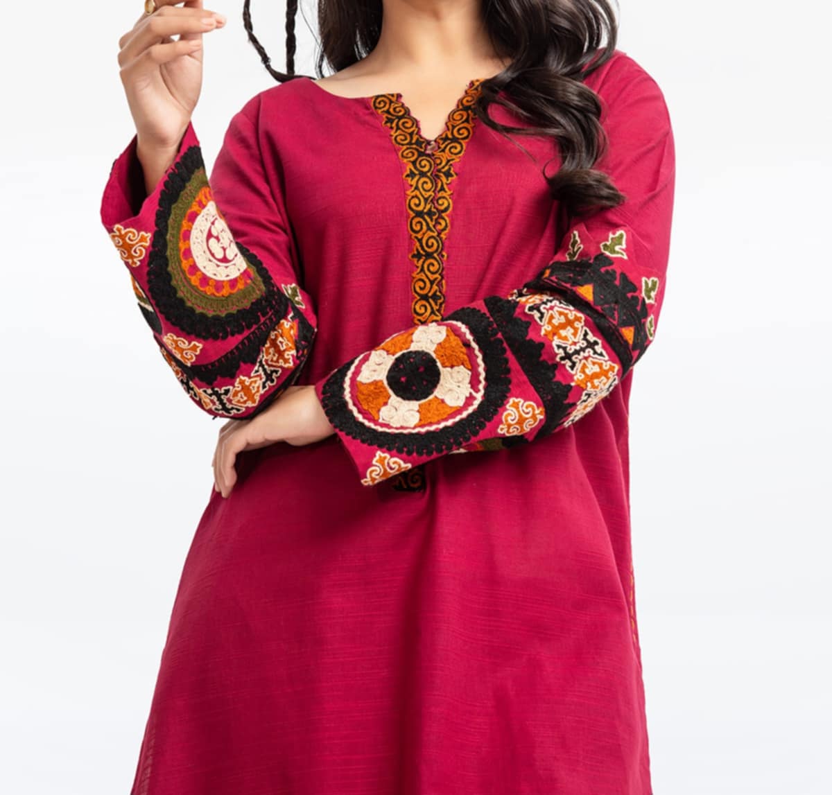 Edenrobe 2-Pc Embroidered Khaddar Shirt & Trouser