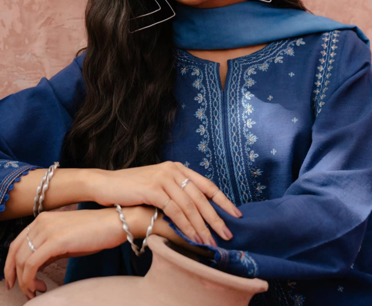 Edenrobe Pret 3-Piece Embroidered Khaddar Suit