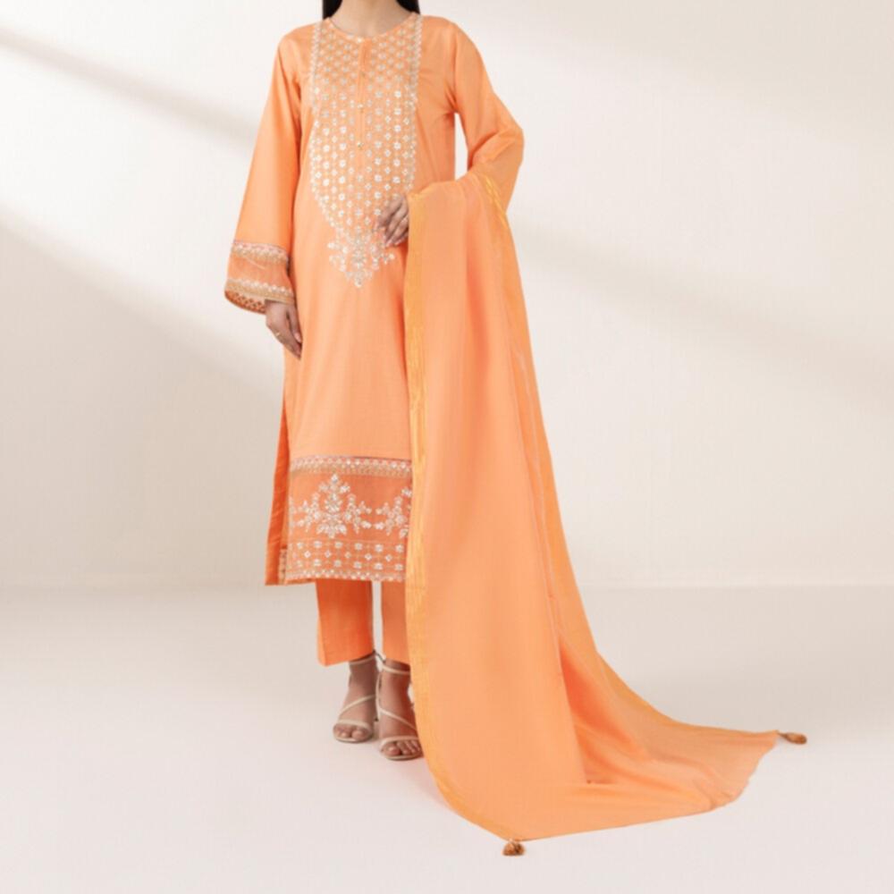 Sapphire 3 piece Dobby Embrioded Dress /Premium formal wear