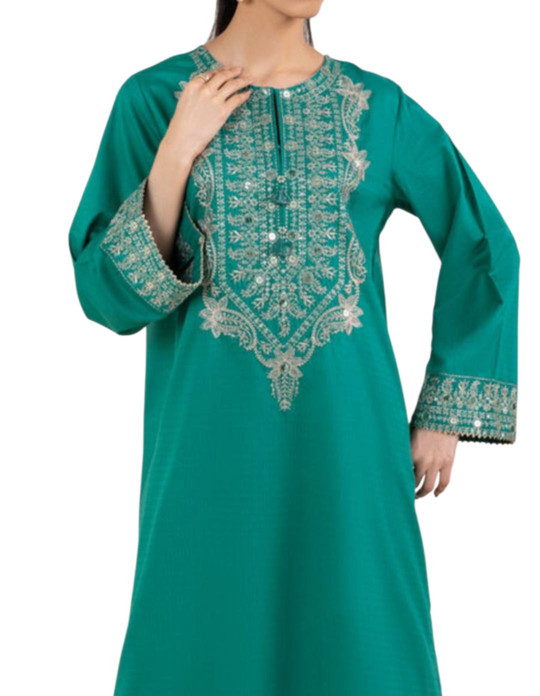 Sapphire  Festive 2-Piece: Dobby Kurta & Cotton Culottes