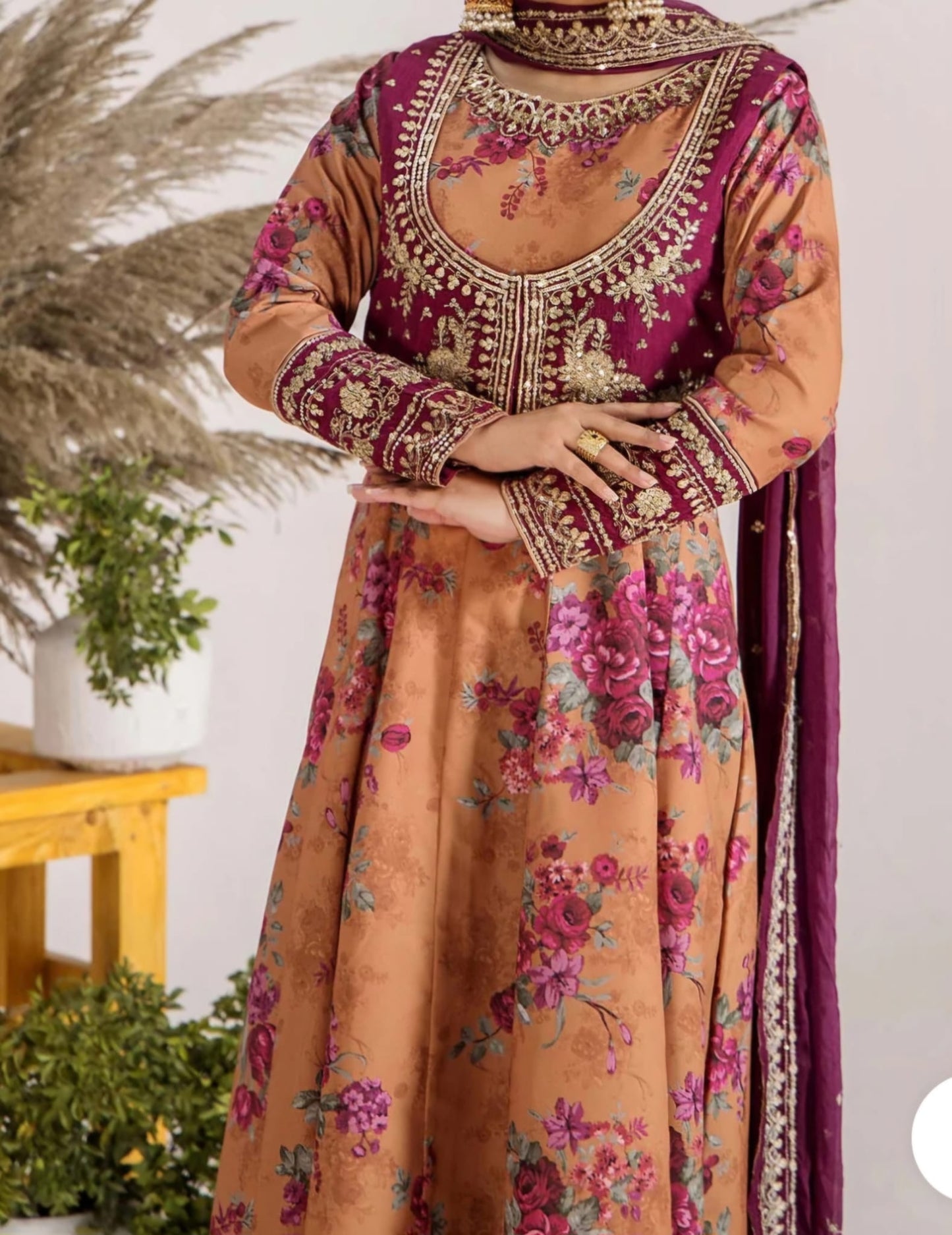 Adans Libas 3 piece stitched Maxi Dress