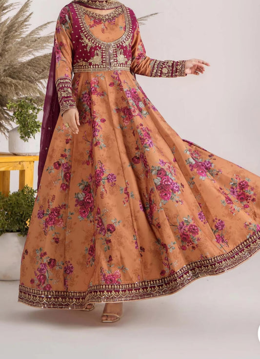 Adans Libas 3 piece stitched Maxi Dress