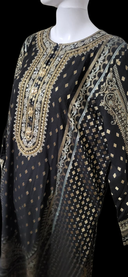 Limelight Black Winter Jacquard Embrioded Shirt