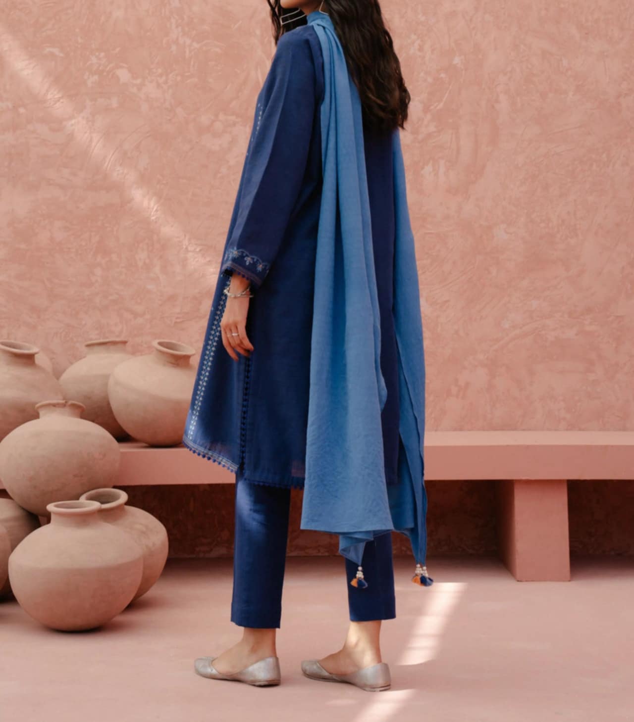 Edenrobe Pret 3-Piece Embroidered Khaddar Suit