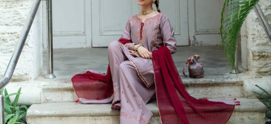 omal by komal Embriodered 3 piece semi formal dress