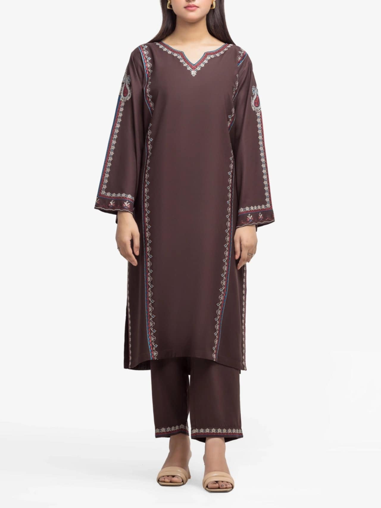 Edenrobe 2-Piece Embroidered Marina Twill Viscose Suit