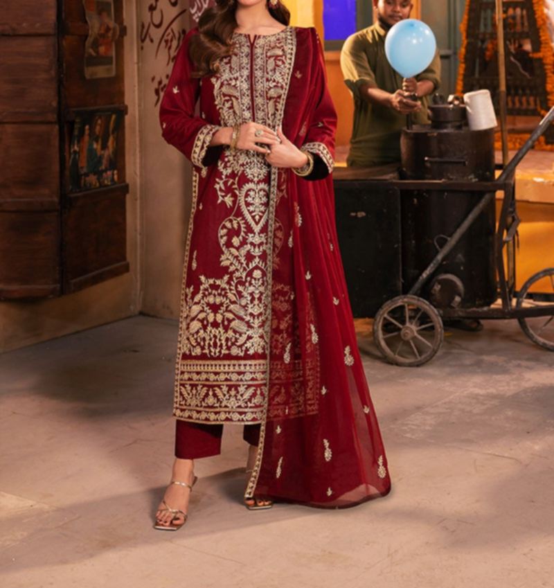 Asim Jofa Embroidered Twisted Silk 3-Piece Suit