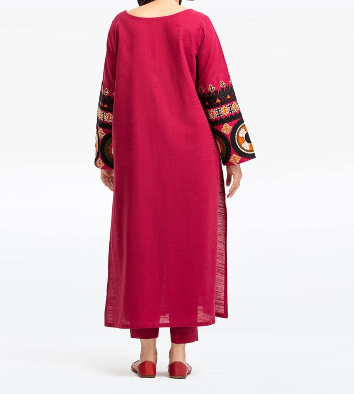 Edenrobe 2-Pc Embroidered Khaddar Shirt & Trouser