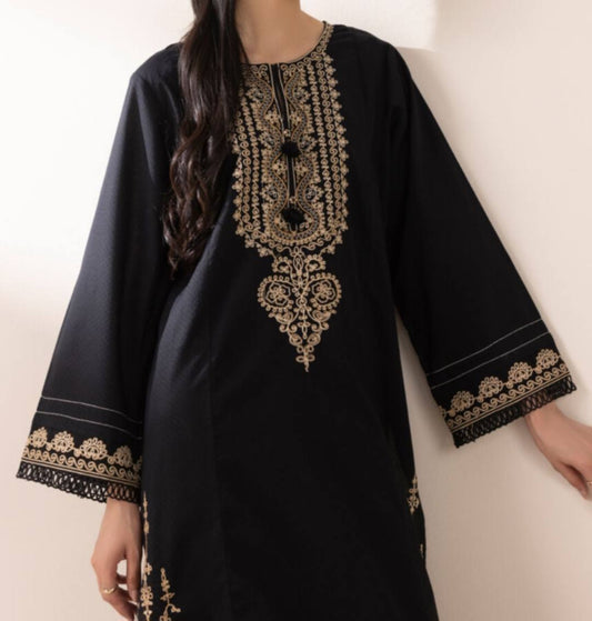 Sapphire Black Embroidered Dobby Shirt